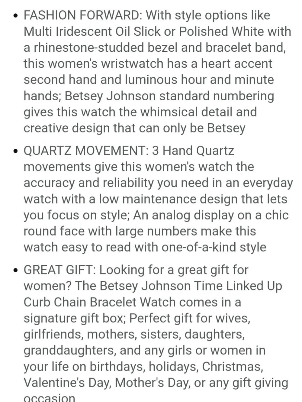 Betsey Johnson Watch Curb Chain Wristwatch Quartz Movement Pink Strap Works